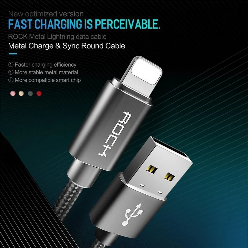 ROCK Kabel für IPhone IOS 11 10 9 für schnelle Ladegerät Beleuchtung auf USB-Kabel Ladekabel 0.2 m 1.0 m 1.8 m 3 m 2.1 A für Mobiltelefon