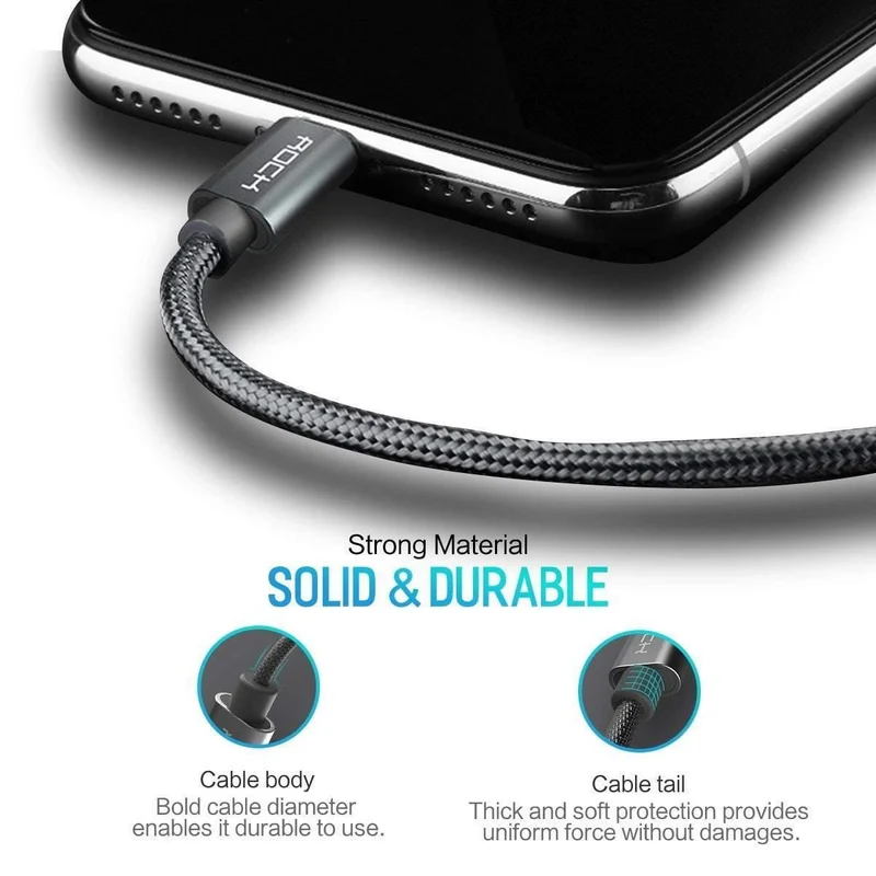 ROCK Kabel für IPhone IOS 11 10 9 für schnelle Ladegerät Beleuchtung auf USB-Kabel Ladekabel 0.2 m 1.0 m 1.8 m 3 m 2.1 A für Mobiltelefon