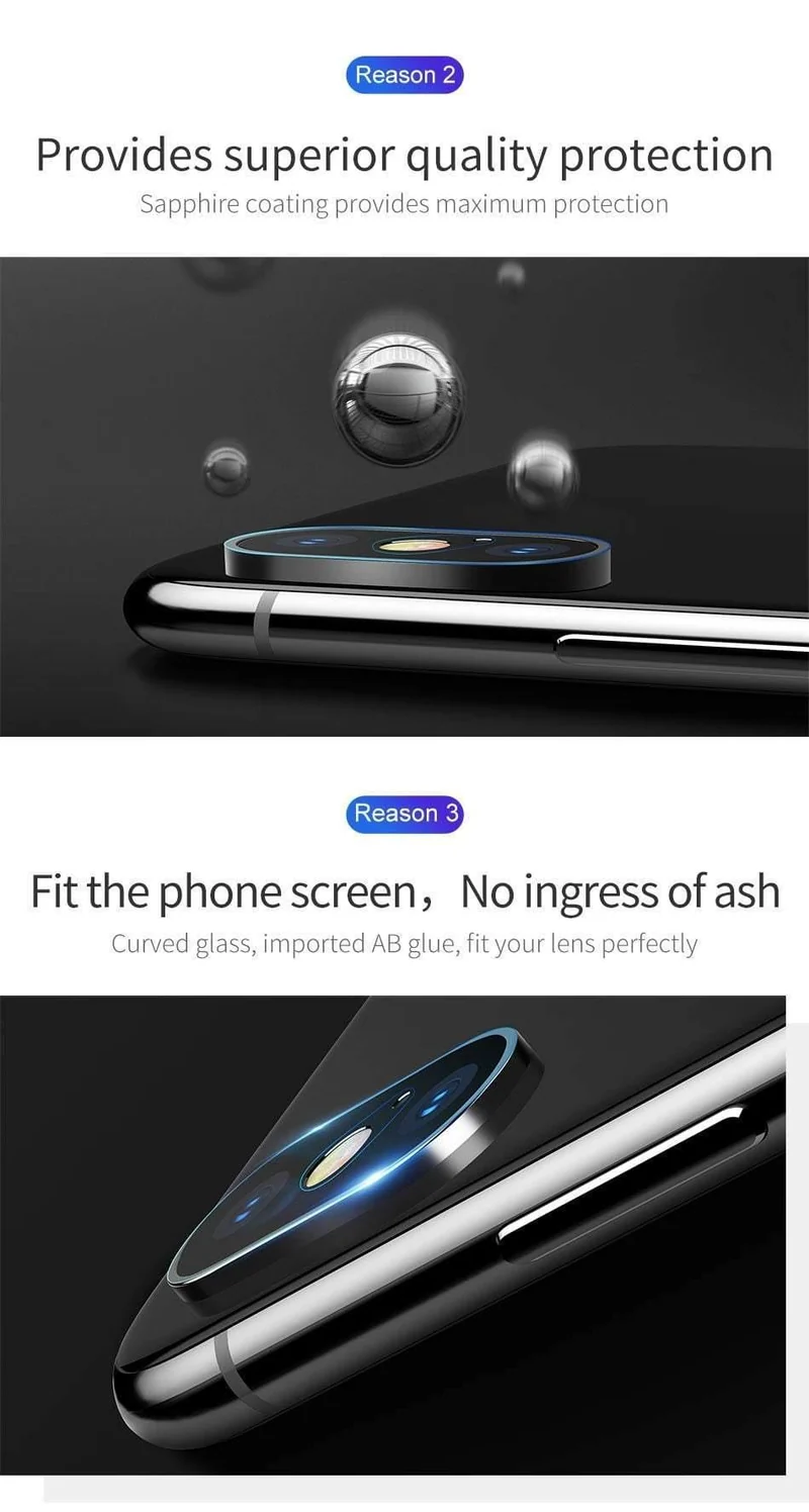 Baseus Gehärtetes Glas für das Rückkameraobjektiv des iPhone Xs Xs Max Kameraobjektiv-Schutzglasfolie für das iPhone Xs Xs Max 2018 9H Glas