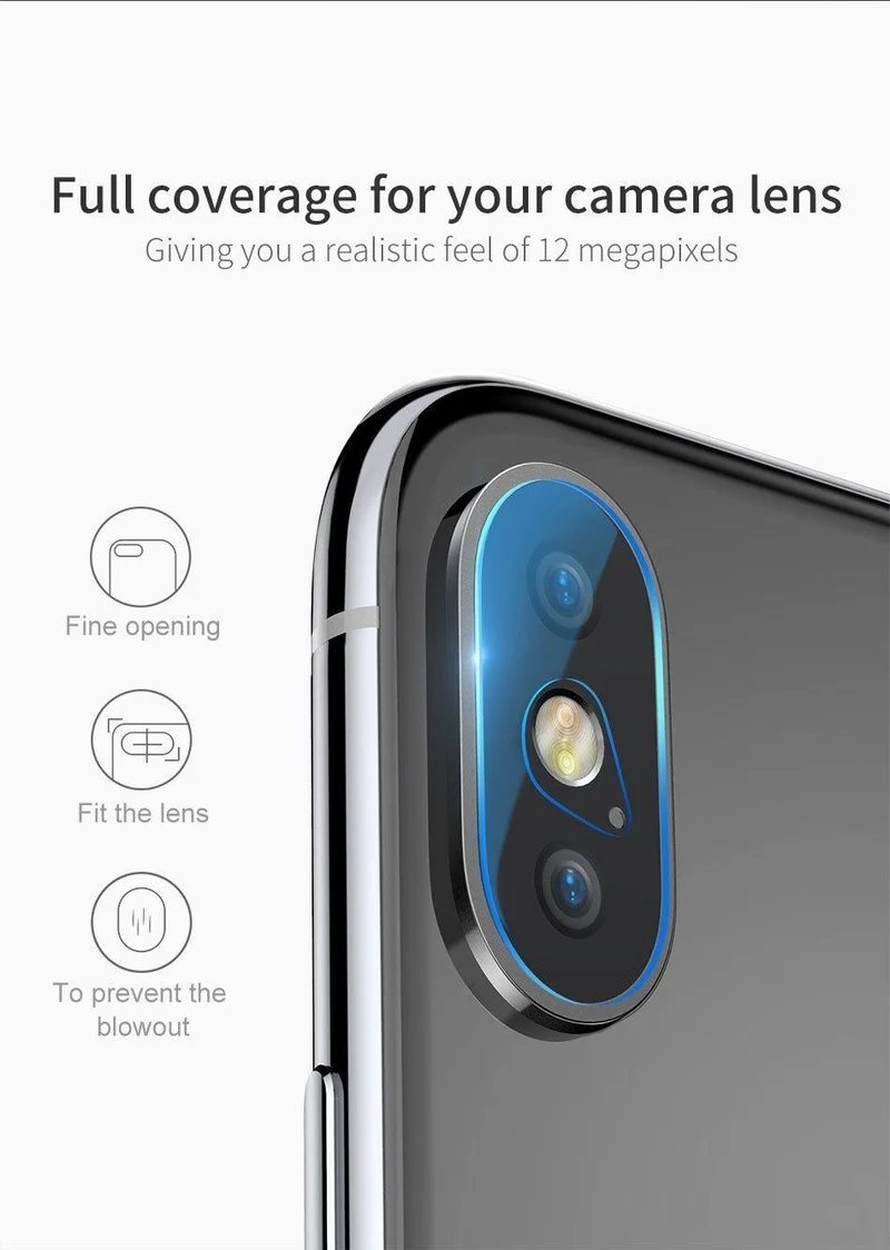 Baseus Gehärtetes Glas für das Rückkameraobjektiv des iPhone Xs Xs Max Kameraobjektiv-Schutzglasfolie für das iPhone Xs Xs Max 2018 9H Glas