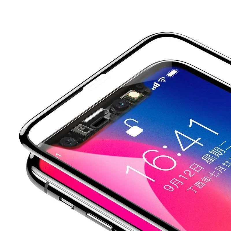 Baseus Gehärtetes Glas für iPhone X Displayschutz 4D-Oberfläche Vollflächiges Glas für iPhone X Frontfolie 0.3 mm Dünnfolie