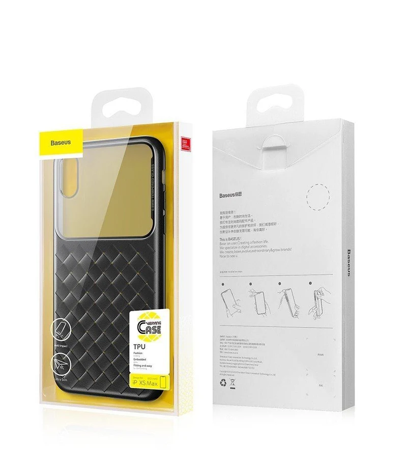 Baseus Grid Pattern Hülle für iPhone Xs Max Luxus Silikon + Hartglas Hülle für iPhone Xs Xs Max XR 2018 Telefonzubehör