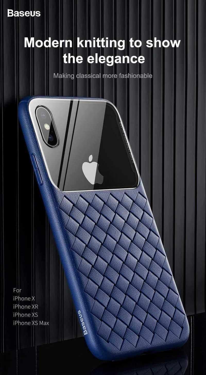 Baseus Grid Pattern Hülle für iPhone Xs Max Luxus Silikon + Hartglas Hülle für iPhone Xs Xs Max XR 2018 Telefonzubehör