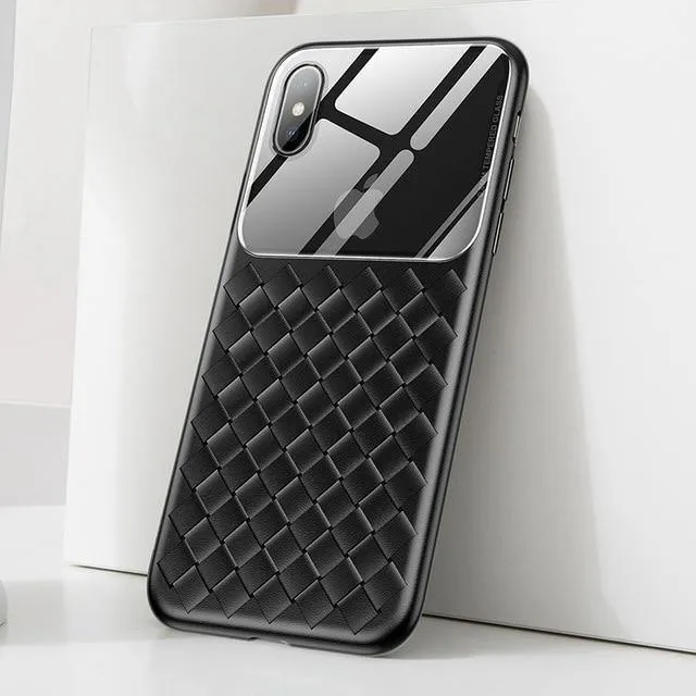 Baseus Grid Pattern Hülle für iPhone Xs Max Luxus Silikon + Hartglas Hülle für iPhone Xs Xs Max XR 2018 Telefonzubehör
