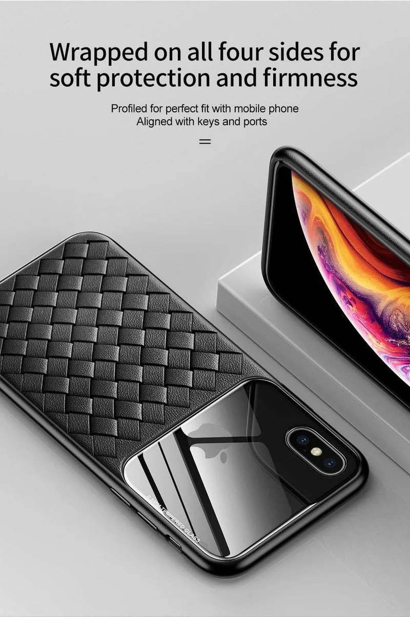 Baseus Grid Pattern Hülle für iPhone Xs Max Luxus Silikon + Hartglas Hülle für iPhone Xs Xs Max XR 2018 Telefonzubehör