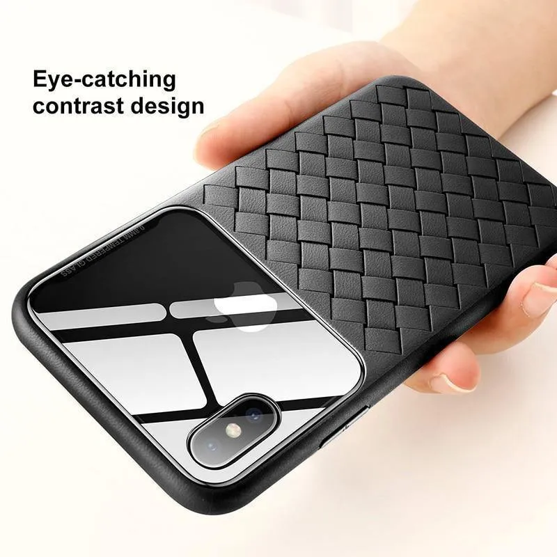 Baseus Grid Pattern Hülle für iPhone Xs Max Luxus Silikon + Hartglas Hülle für iPhone Xs Xs Max XR 2018 Telefonzubehör