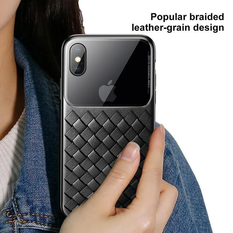 Baseus Grid Pattern Hülle für iPhone Xs Max Luxus Silikon + Hartglas Hülle für iPhone Xs Xs Max XR 2018 Telefonzubehör