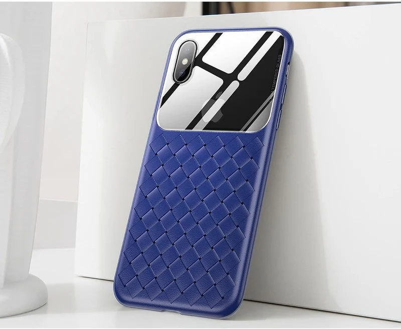 Baseus Grid Pattern Hülle für iPhone Xs Max Luxus Silikon + Hartglas Hülle für iPhone Xs Xs Max XR 2018 Telefonzubehör