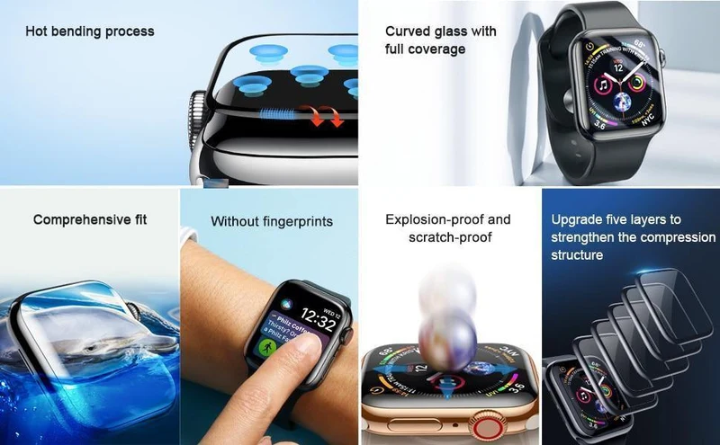 Baseus 0.3 mm Schutzglas für Apple Watch 4, vollständige Abdeckung, gehärtetes Glas für iWatch 4, Displayschutz, kratzfeste Folie 9H