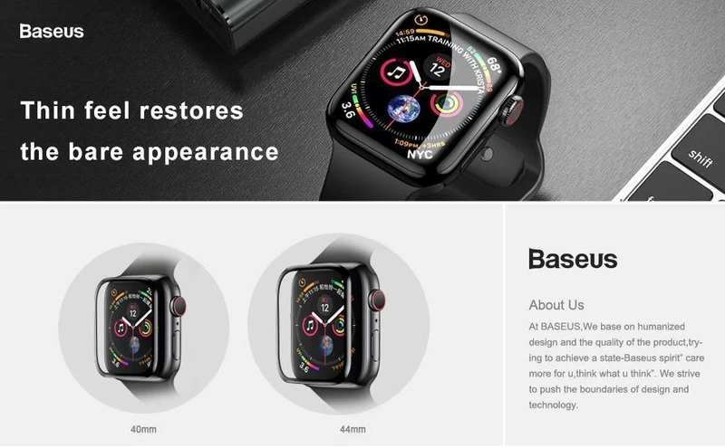 Baseus 0.3 mm Schutzglas für Apple Watch 4, vollständige Abdeckung, gehärtetes Glas für iWatch 4, Displayschutz, kratzfeste Folie 9H