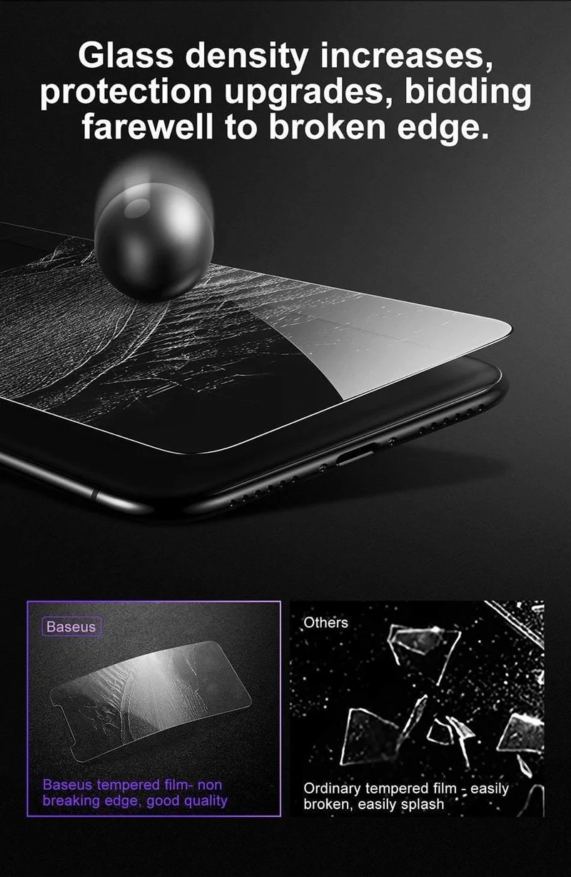 Baseus 0.15 mm Displayschutzfolie für iPhone X gehärtetes Glas, ultradünn, 9H, kratzfestes Schutzglas für iPhone X-Frontfolie