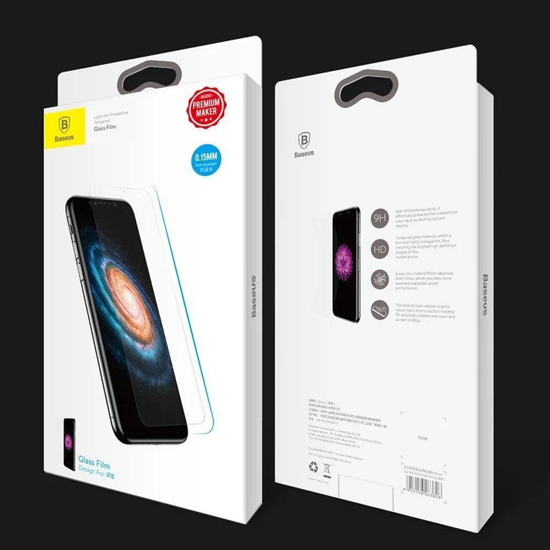 Baseus 0.15 mm Displayschutzfolie für iPhone X gehärtetes Glas, ultradünn, 9H, kratzfestes Schutzglas für iPhone X-Frontfolie