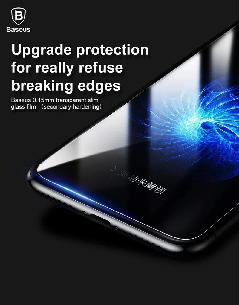 Baseus 0.15 mm Displayschutzfolie für iPhone X gehärtetes Glas, ultradünn, 9H, kratzfestes Schutzglas für iPhone X-Frontfolie