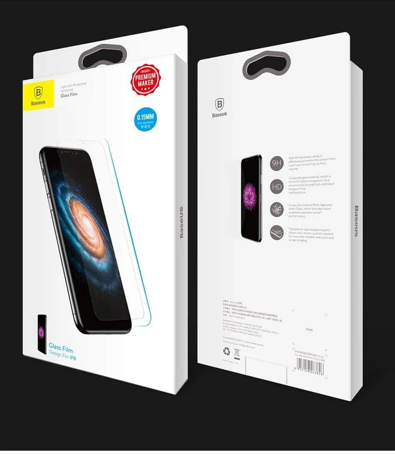 Baseus 0.15 mm Displayschutzfolie für iPhone X gehärtetes Glas, ultradünn, 9H, kratzfestes Schutzglas für iPhone X-Frontfolie