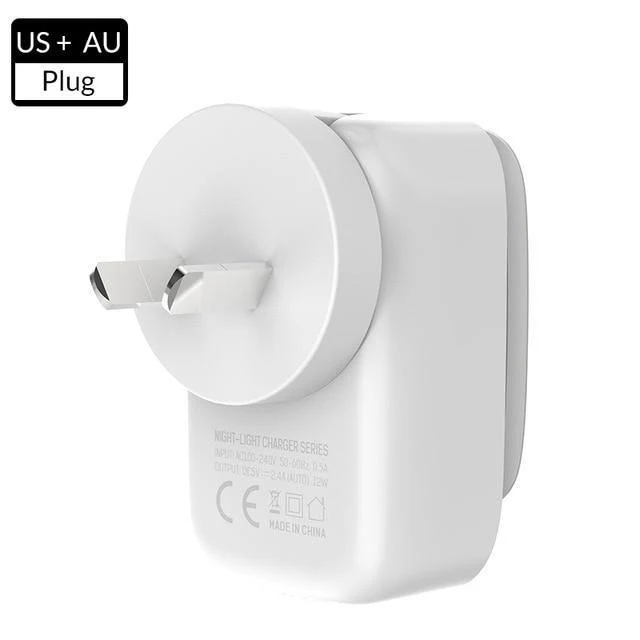 TOPK L-Power 4-Port 4.4 A (max.) 22 W EU-USB-Ladeadapter LED-Lampe Auto-ID Tragbares Reise-Wandladegerät für Telefon für iPhone Samsung