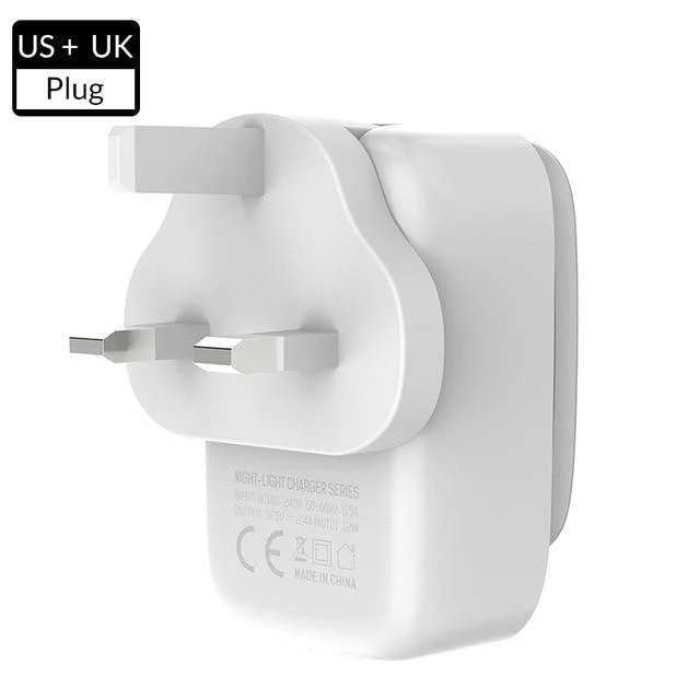 TOPK 3-Port-Handy-Ladegerät 5 V 3.4 A (Max) Reise-USB-Ladegerät für iPhone Xs Max 8 Samusung Telefon-Ladegerät LED-Lampe US EU AU UK