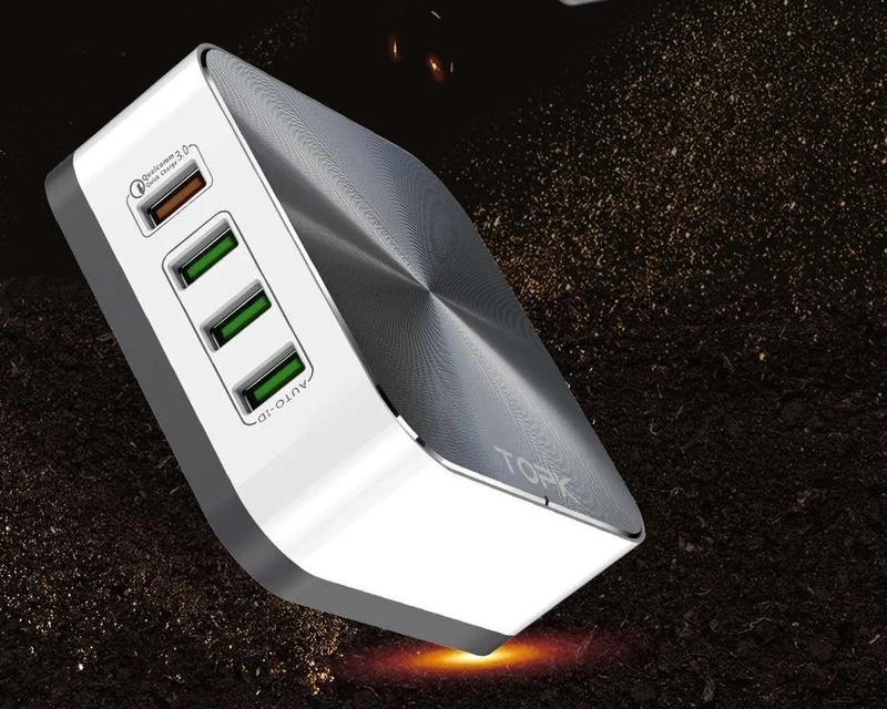 TOPK 8-Port 50W Quick Charge 3.0 USB-Ladegerät für iPhone Samsung Xiaomi Huawei EU US UK AU Stecker Desktop-Schnellladegerät für Mobiltelefone