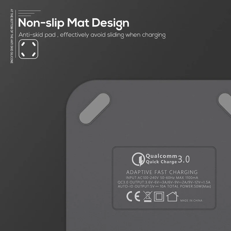 TOPK 8-Port 50W Quick Charge 3.0 USB-Ladegerät für iPhone Samsung Xiaomi Huawei EU US UK AU Stecker Desktop-Schnellladegerät für Mobiltelefone