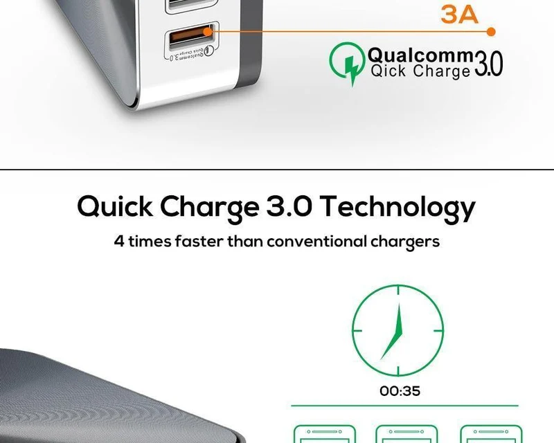 TOPK 8-Port 50W Quick Charge 3.0 USB-Ladegerät für iPhone Samsung Xiaomi Huawei EU US UK AU Stecker Desktop-Schnellladegerät für Mobiltelefone