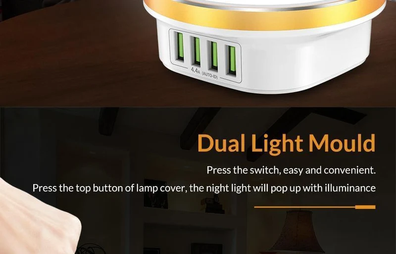 TOPK 22W Auto-ID 4-Port USB-Ladegerät Dimmbare Smart LED Schreibtischlampe Desktop-Ladegerät für iPhone Samsung Xiaomi Handy-Ladegerät