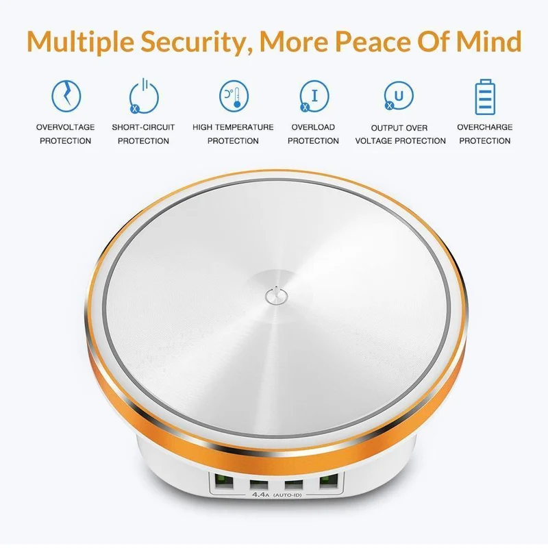 TOPK 22W Auto-ID 4-Port USB-Ladegerät Dimmbare Smart LED Schreibtischlampe Desktop-Ladegerät für iPhone Samsung Xiaomi Handy-Ladegerät
