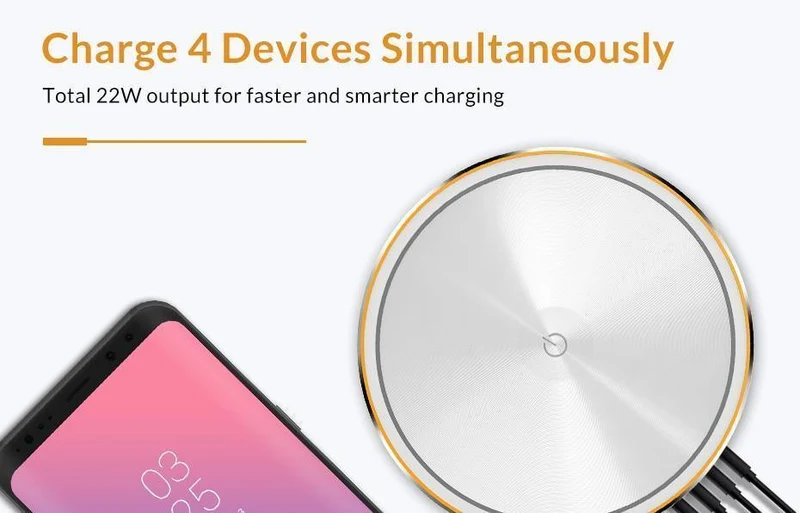 TOPK 22W Auto-ID 4-Port USB-Ladegerät Dimmbare Smart LED Schreibtischlampe Desktop-Ladegerät für iPhone Samsung Xiaomi Handy-Ladegerät