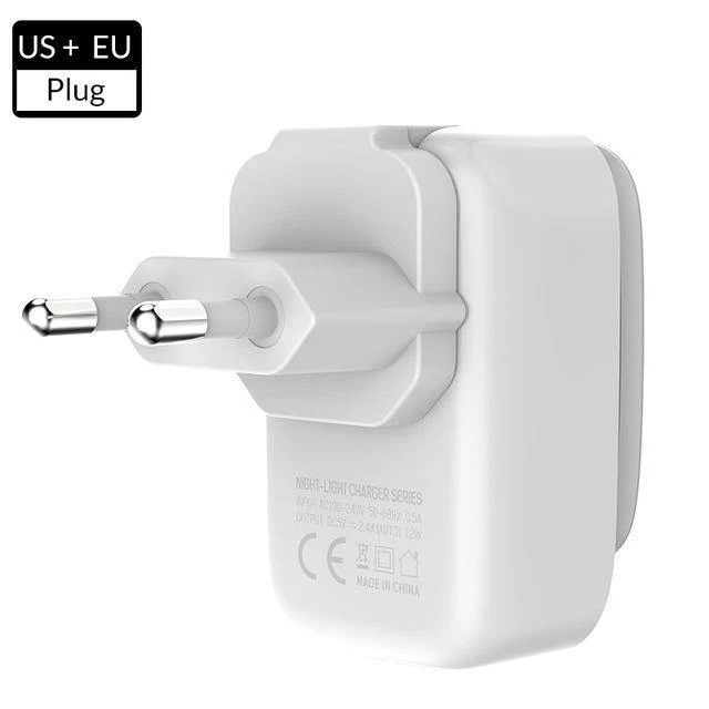 TOPK 5 V 3.4 A (max.) 3-Port-LED-Lampe USB-Ladeadapter 2-IN-1 Reisewand EU & US Auto-ID Handyladegerät für iPhone Samsung