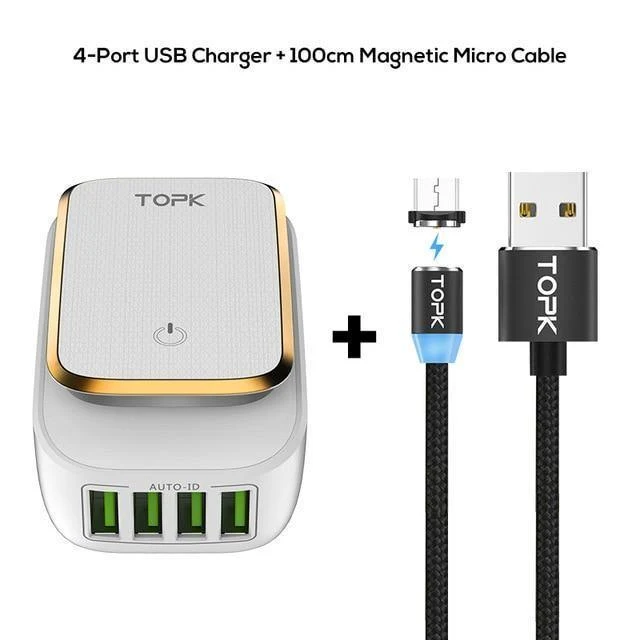 TOPK Multi-Port USB-Ladegerät LED-Lampe Auto-ID Handy-Ladegerät Tragbarer Tarvel EU & US Stecker Wandladegerät Adapter