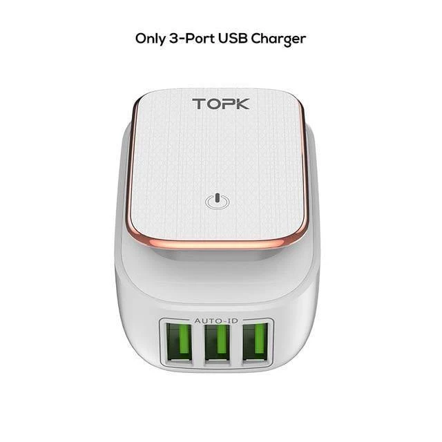 TOPK Multi-Port USB-Ladegerät LED-Lampe Auto-ID Handy-Ladegerät Tragbarer Tarvel EU & US Stecker Wandladegerät Adapter