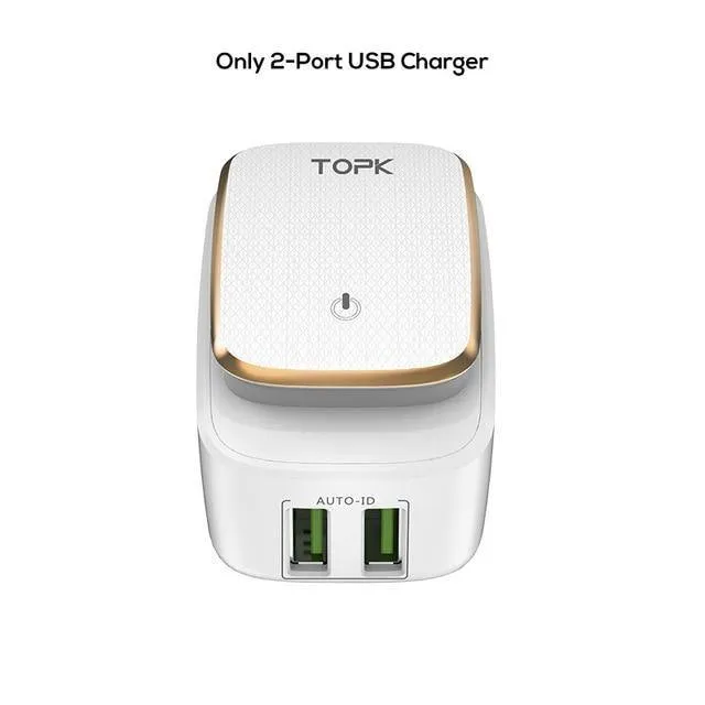 TOPK Multi-Port USB-Ladegerät LED-Lampe Auto-ID Handy-Ladegerät Tragbarer Tarvel EU & US Stecker Wandladegerät Adapter