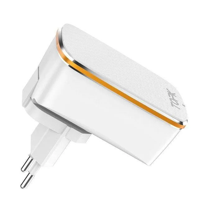 TOPK 3-Port 5V/3.4A 17W Auto-ID EU&US 2-IN-1 Reise-Wand-Handy-USB-Ladeadapter für iPhone Samsung Xiaomi Huawei