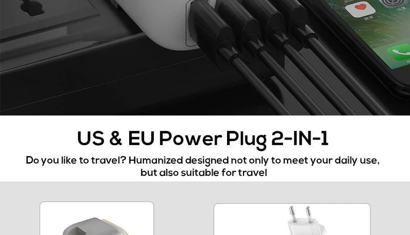 TOPK L-Power 4-Port EU/US/UK/AU Stecker 22W USB Ladegerät LED Lampe Auto-ID Reise Wandadapter Universal Handy Ladegerät