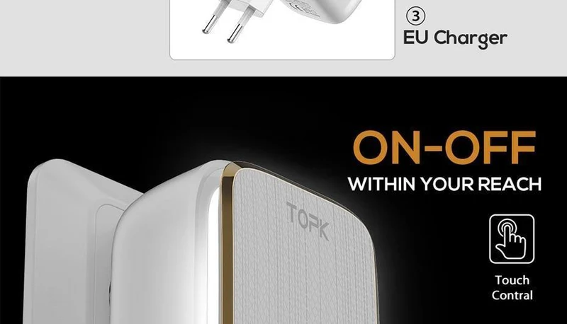 TOPK L-Power 4-Port EU/US/UK/AU Stecker 22W USB Ladegerät LED Lampe Auto-ID Reise Wandadapter Universal Handy Ladegerät