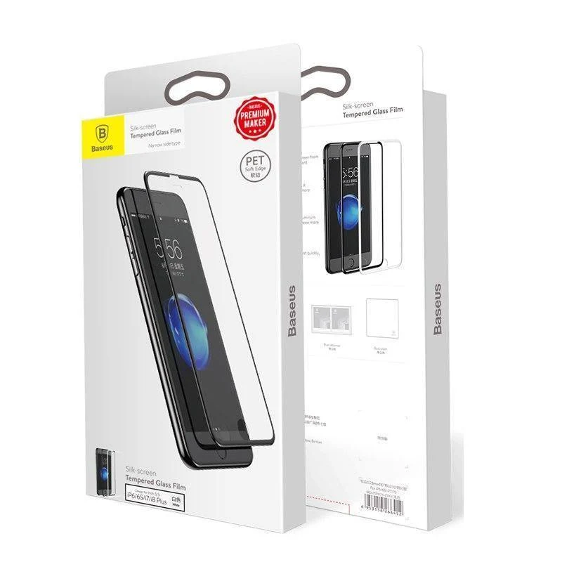 Baseus 0.23 mm Displayschutz aus gehärtetem Glas für iPhone 8 7 6 s 6s Plus 3D Soft Edge Schmalseite PET Vollabdeckung Gehärteter Film