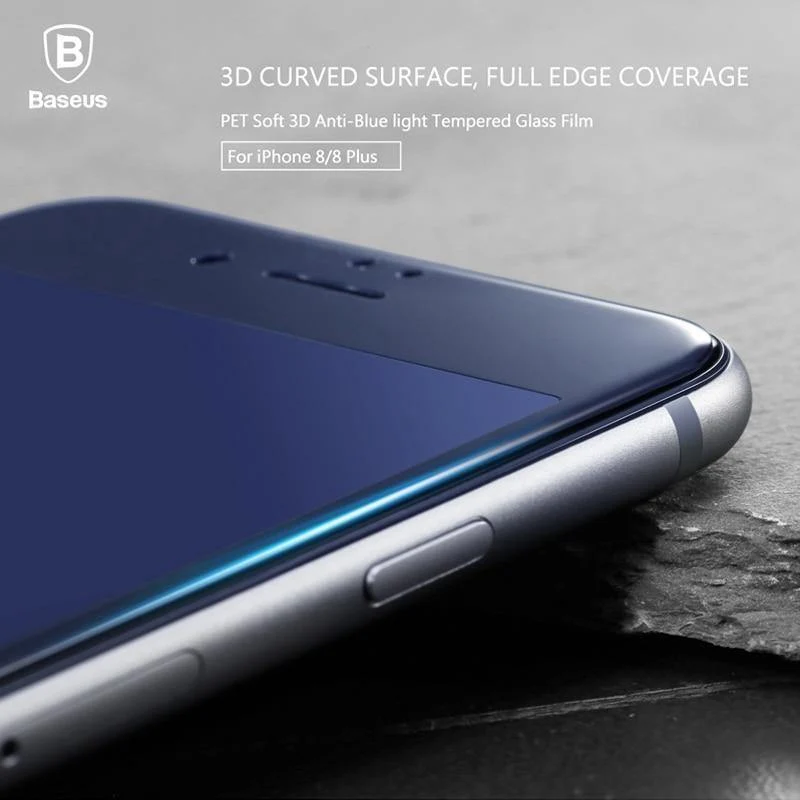 Baseus Premium 0.23 mm Displayschutz aus gehärtetem Glas für iPhone 8 7 Plus 3D-Vollabdeckung, Schutzfolie aus gehärtetem Glas
