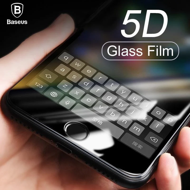 Baseus 5D Displayschutz aus gehärtetem Glas für iPhone X 8 7 Plus Vollabdeckung Schutzfolie aus gehärtetem Anti-Blau-Glas für iPhonX