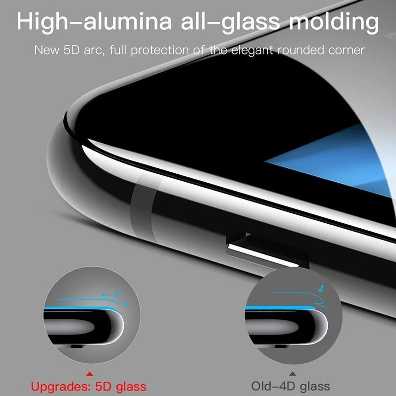 Baseus 5D Displayschutz aus gehärtetem Glas für iPhone X 8 7 Plus Vollabdeckung Schutzfolie aus gehärtetem Anti-Blau-Glas für iPhonX