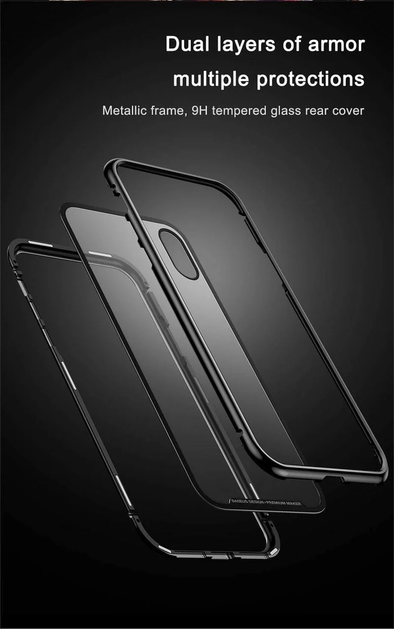 Baseus Magnetische Adsorption Telefon Fall Für iPhone XS Max Xr Coque Luxus Magnet Gehärtetem Glas Zurück Abdeckung Für iPhone Xsmax Coque