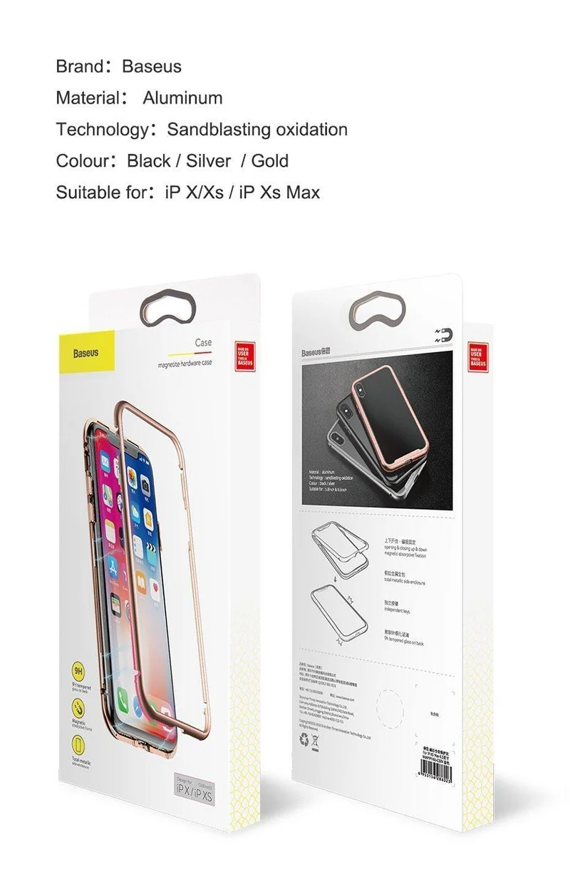 Baseus Magnetische Adsorption Telefon Fall Für iPhone XS Max Xr Coque Luxus Magnet Gehärtetem Glas Zurück Abdeckung Für iPhone Xsmax Coque