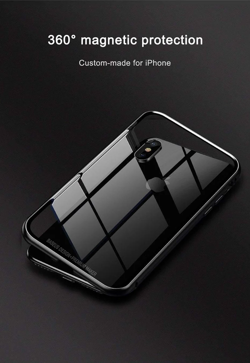 Baseus Magnetische Adsorption Telefon Fall Für iPhone XS Max Xr Coque Luxus Magnet Gehärtetem Glas Zurück Abdeckung Für iPhone Xsmax Coque