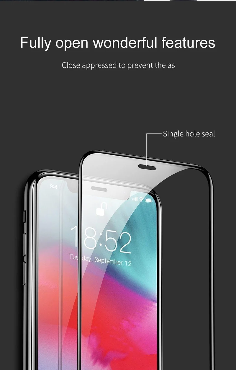 Baseus Displayschutz aus gehärtetem Glas für iPhone XS Max Xr Xsmax 0.3 mm Vollabdeckung gehärtetes Schutzglas für iPhoneXs Max