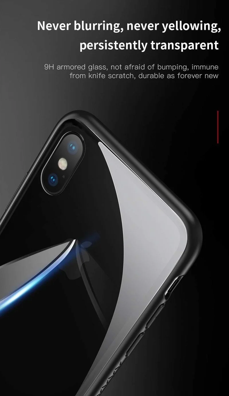 Baseus Luxus Glas Fall Für iPhone X 10 Coque Weiche TPU Transparent Glas Zurück Schutzhülle Für iPhonex i Telefon X Capinhas