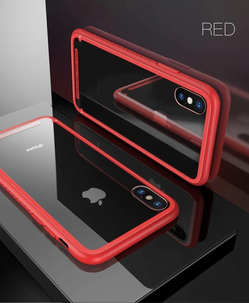 Baseus Luxus Glas Fall Für iPhone X 10 Coque Weiche TPU Transparent Glas Zurück Schutzhülle Für iPhonex i Telefon X Capinhas