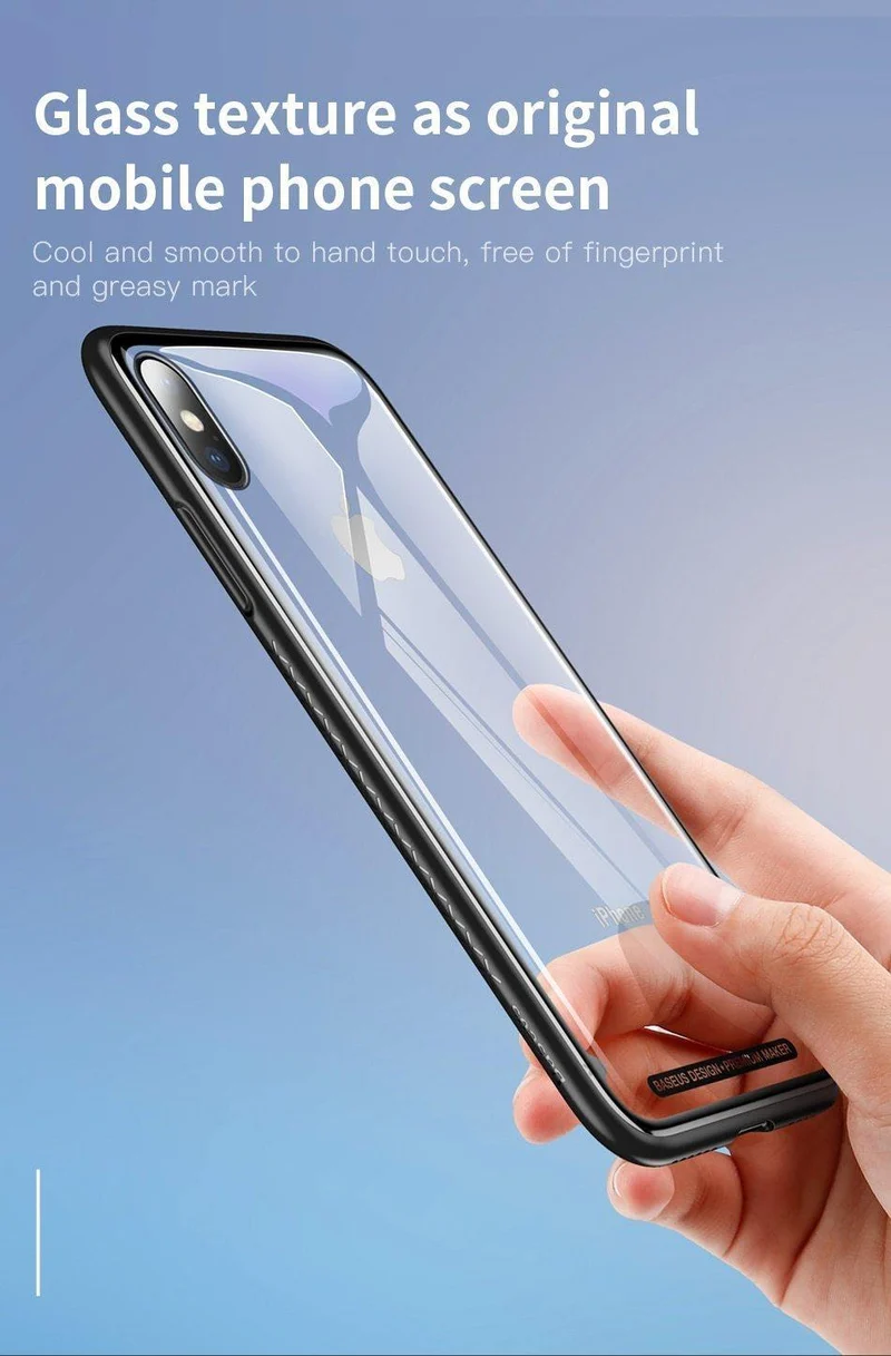 Baseus Luxus Glas Fall Für iPhone X 10 Coque Weiche TPU Transparent Glas Zurück Schutzhülle Für iPhonex i Telefon X Capinhas