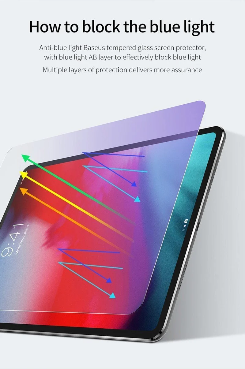 Baseus Displayschutzfolie für iPad Pro 11 12.9 Zoll, gehärtetes Glas, Schutzfolie für Apple iPad 2018, neues Tablet, gehärtetes Glas