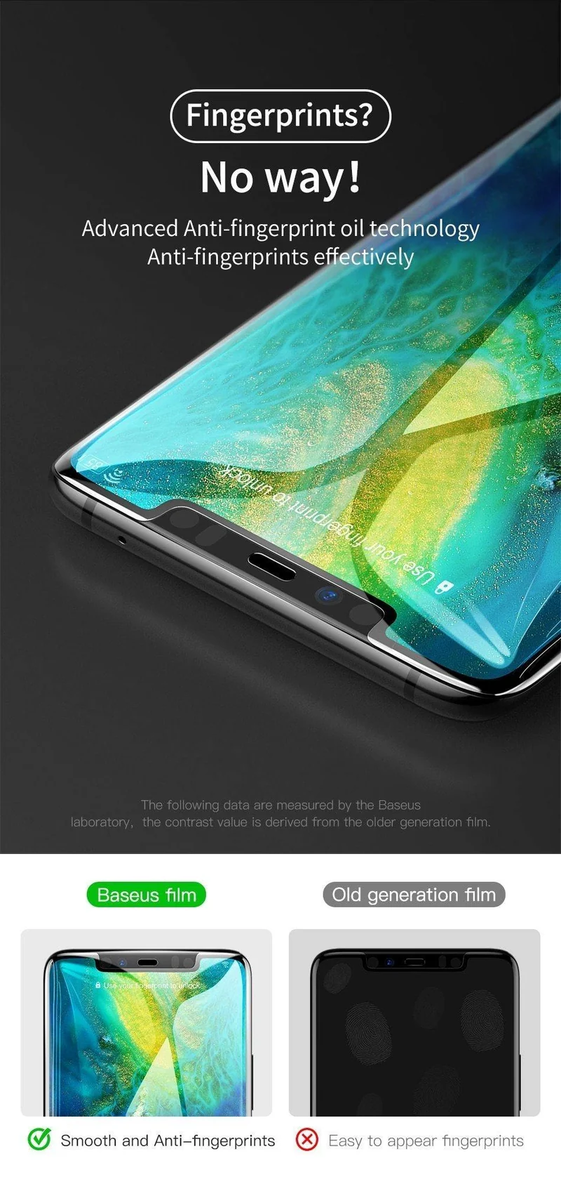 Baseus 0.3 mm Displayschutz aus gehärtetem Glas für Huawei Mate 20 Pro, vollständige Abdeckung, gebogene Hartglasfolie für Huawei Mate20