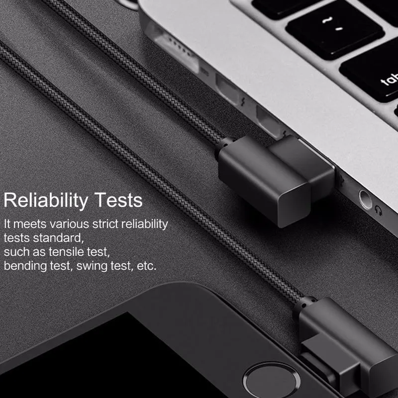 ROCK Handy-USB-Kabel für iPhone X 8 7 6 5 Plus 90 Grad rechtwinklig 2.1A Schnellladegerät Sync-Kabel für iPad 2 3 4 Air Pro