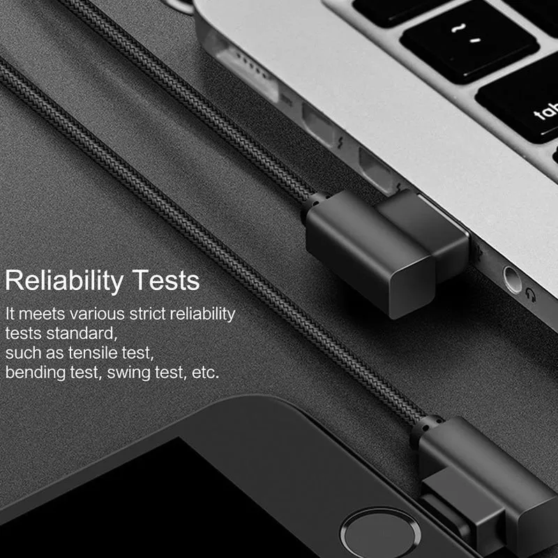 ROCK Handy-USB-Kabel für iPhone X 8 7 6 5 Plus 90 Grad rechtwinklig 2.1A Schnellladegerät Sync-Kabel für iPad 2 3 4 Air Pro