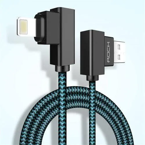 ROCK Handy-USB-Kabel für iPhone X 8 7 6 5 Plus 90 Grad rechtwinklig 2.1A Schnellladegerät Sync-Kabel für iPad 2 3 4 Air Pro