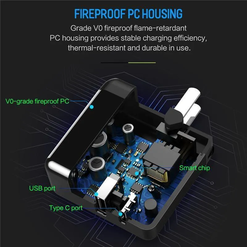 ROCK Typ-C PD USB Handy Ladegerät für iPhone X 8 Plus Adapter 36W Schnelle Wand Ladegerät 2 ports 3A Max PD Ladegerät Für Macbook